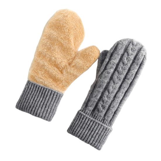 Thermal Knit Gloves for Winter Double-Layer Fleece Lined Windproof Mittens