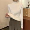 Winter Thickened Integrated Fleece Semi-turtleneck Sweater Women's Simple Pit Strip with Knitted Top Solid Color Bottoming Shirt