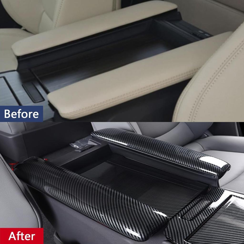 Car Accessories Fit for Toyota Sienna 2021 2022 2023 2024 Interior Center Console Armrest Cover Panel Protect Decorate Trim (Carbon Fiber Grain) ABS