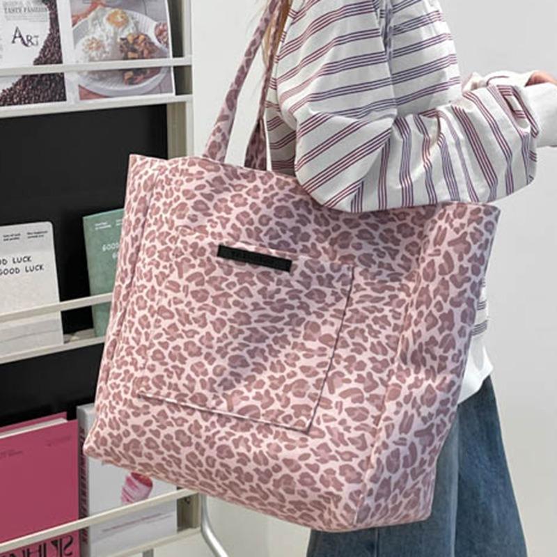 Leopard print bag women's large-capacity new casual simple double-sided shoulder bag commuter tote bag