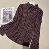Women's Slim-Fit Winter Shirt: Stylish Collar, Versatile Brushed Cotton, Long Sleeve