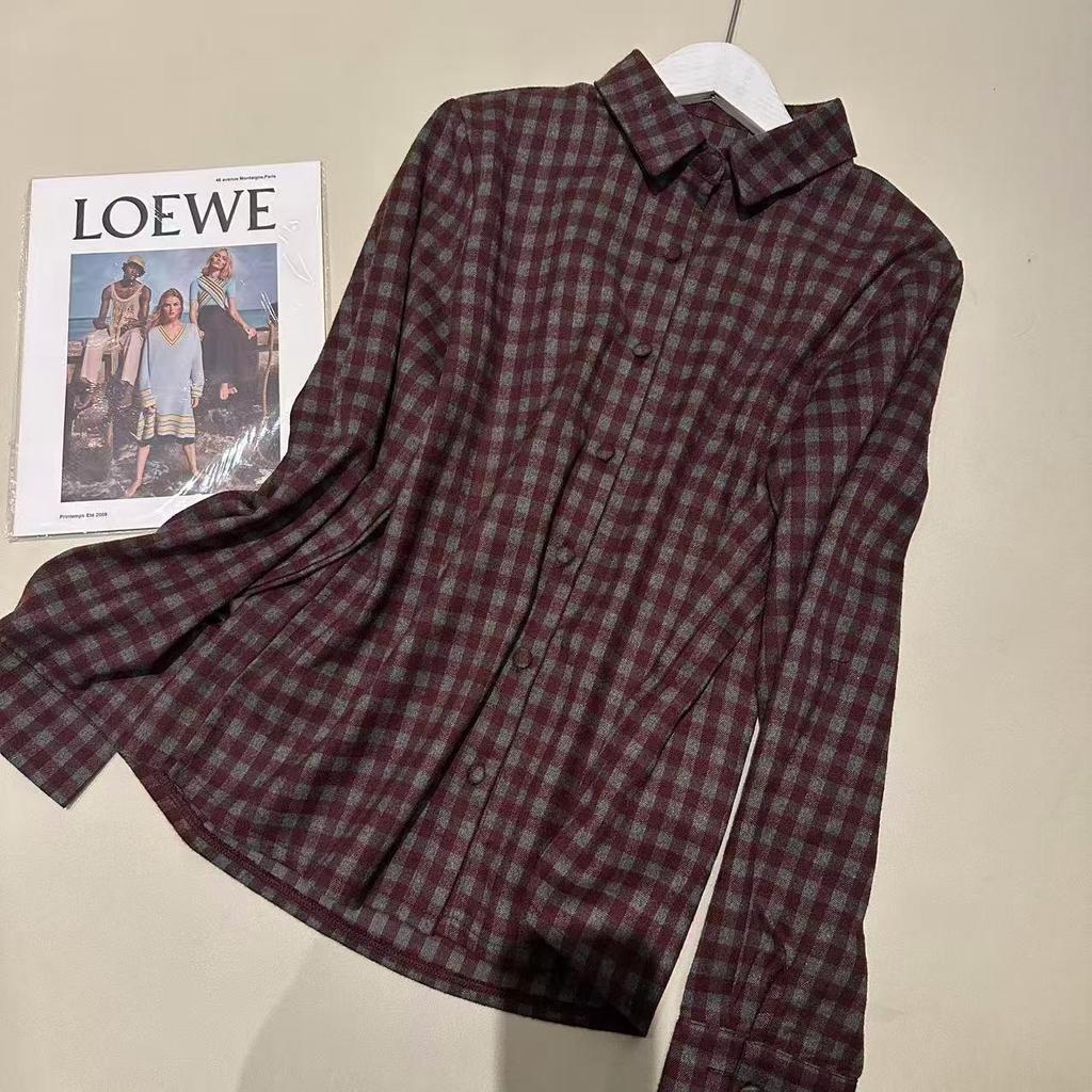 Women's Slim-Fit Winter Shirt: Stylish Collar, Versatile Brushed Cotton, Long Sleeve