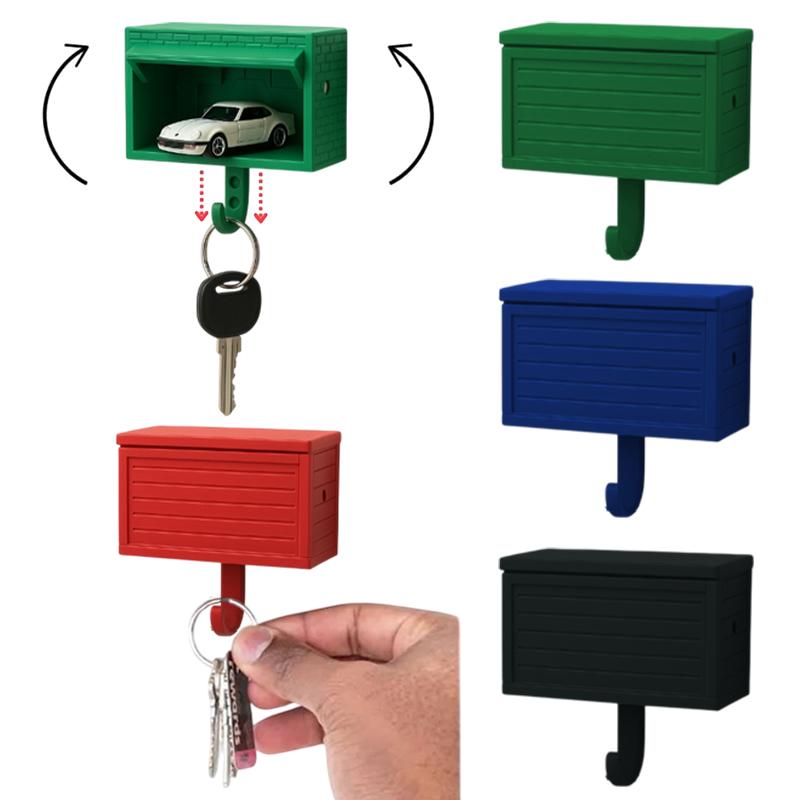 Car Garage Key Holder With Opening Door Wall Hanging Key Holder 3D Printed Key Organizer Self-Adhesive(Car Models Not Included)