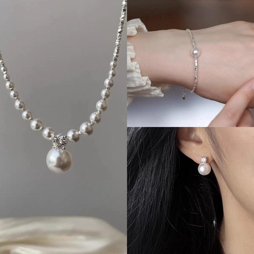 2025 beliebtes Temperament leichter Luxus Nischenmode Schlüsselbeinkette gebrochenes Silber Shijia Perlenkette Frauen