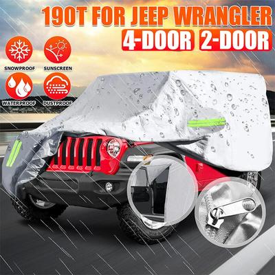 Pro Jeep Wrangler 2/4 Door JK JL YJ 1987-2019 Černo/stříbrný autopotah Vodotěsný Větruodolný Prachotěsný Anti-UV autopotah Automotive Exteriér Příslušenství