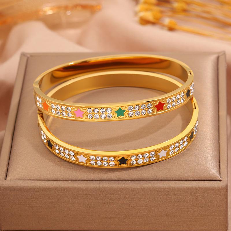 Titanium steel  women, light luxury oil dripping color star stainless steel , European and American niche high-end 