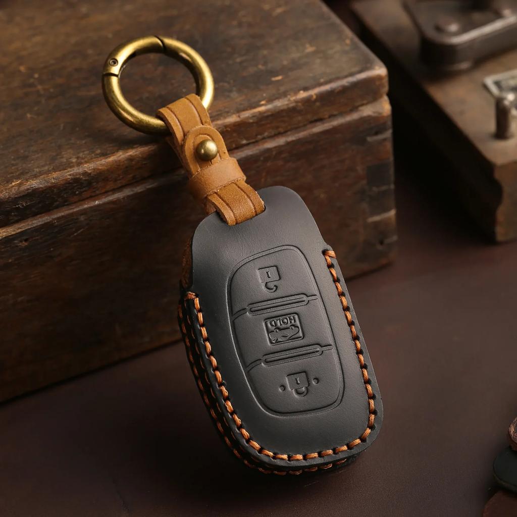 Leather holder shell cover Car Fob Key Case Protector for Hyundai Ix25 I10 Ix35 Mistra 2013-2018 Remote Keychain Accessories