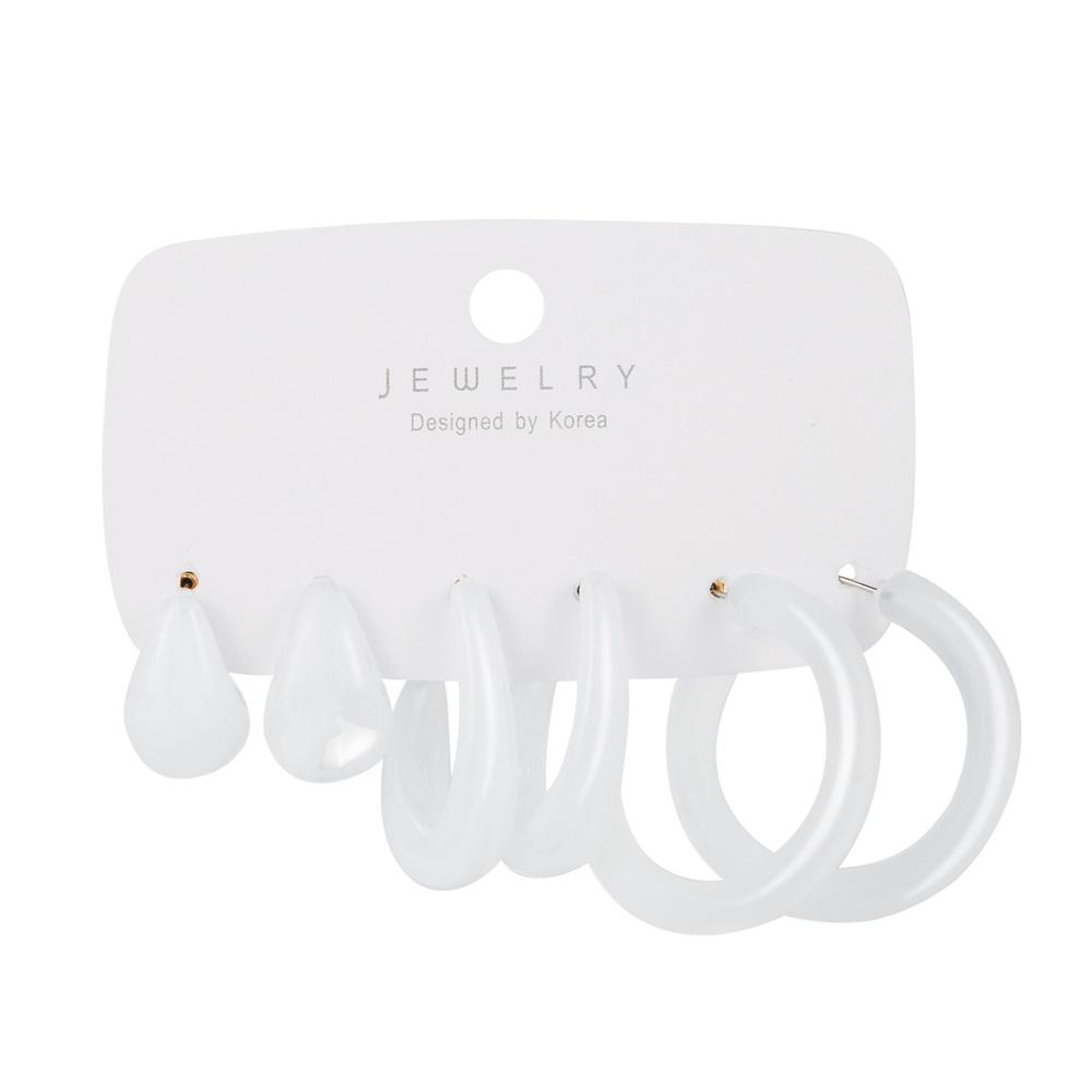 Retro Temperament Resin Earrings Pure Color Simple Earrings 6-piece Set of Geometric Gentle Simple Earrings