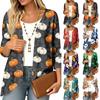 Women's Casual Loose Fit 3/4 Sleeve Lightweight Cardigan with Halloween Print for Holiday Parties