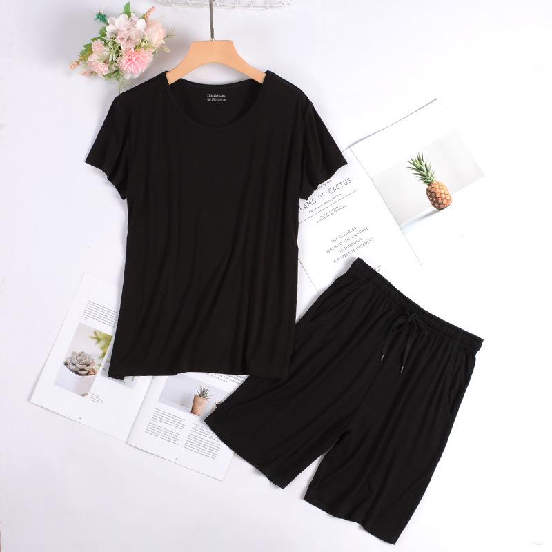 Women's Summer Modal Short Sleeve & Shorts Ice Silk Pajama Set - Breathable Casual Wear