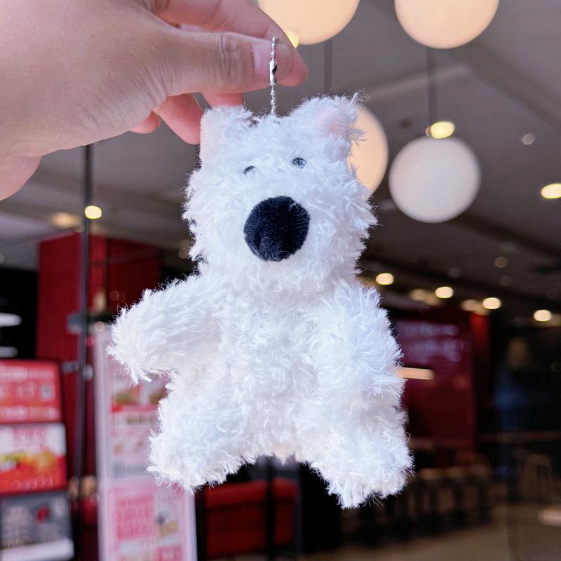 

Вау Xiaohongshu Плюшевый брелок Хайленд терьер Белый талисман собаки with Beaded Chain