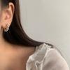 PONYKISS  Sterling Silver Needle Distort Pearl Round Hoop Earrings for Women Trendy Fashion  Minimalist Accessories