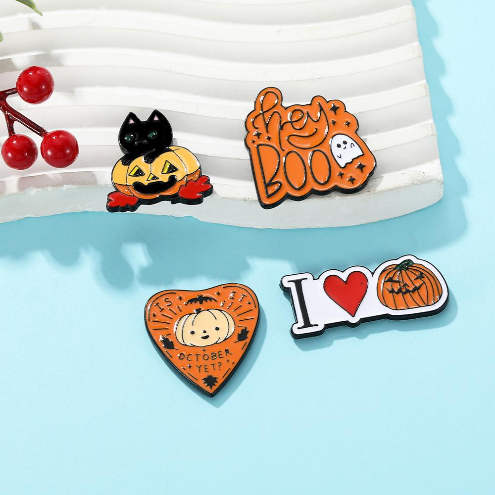 4 Styles Creative Two Use Halloween Magnetic Brooches Pumpkin Head Pins Fridge Magnet Dual-Use Festival Jewelry