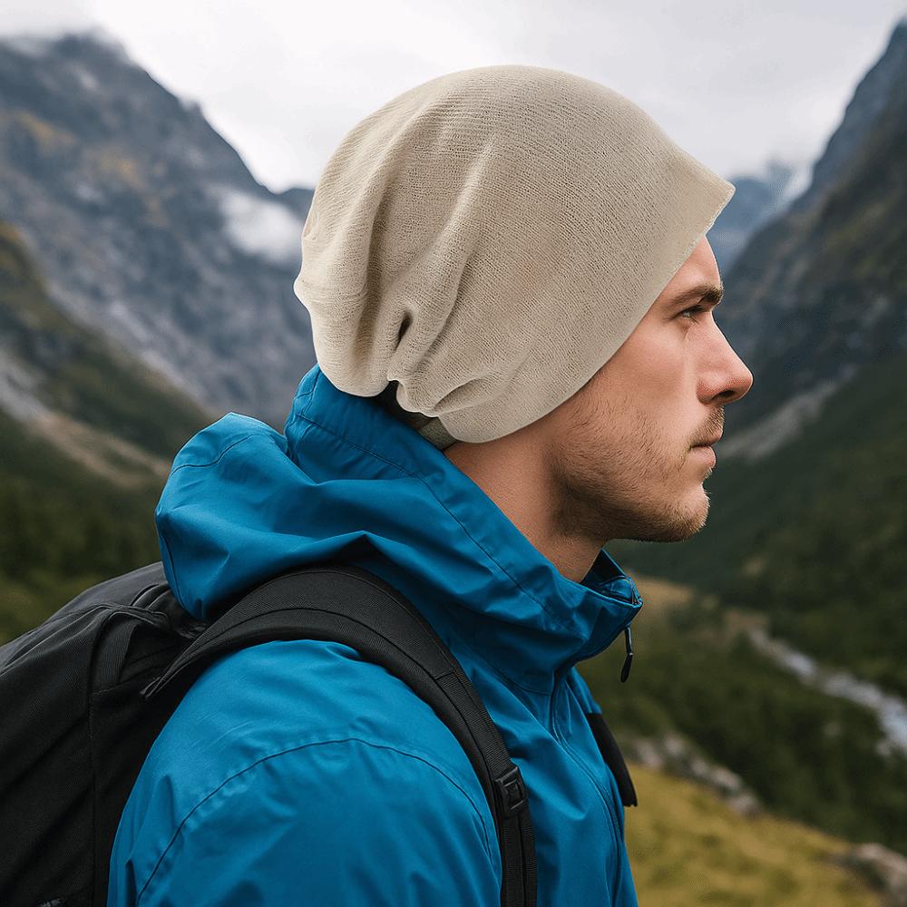 Double Layer Knitted Outdoor Baggy Skullcaps Polyester Fashionable Baotou Hat  Autumn Spring