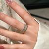 Vintage Light Luxury Matte Brushed Rings for Women   Single Row Diamond Circle Exquisite Couple Style Ring Fine Jewelry