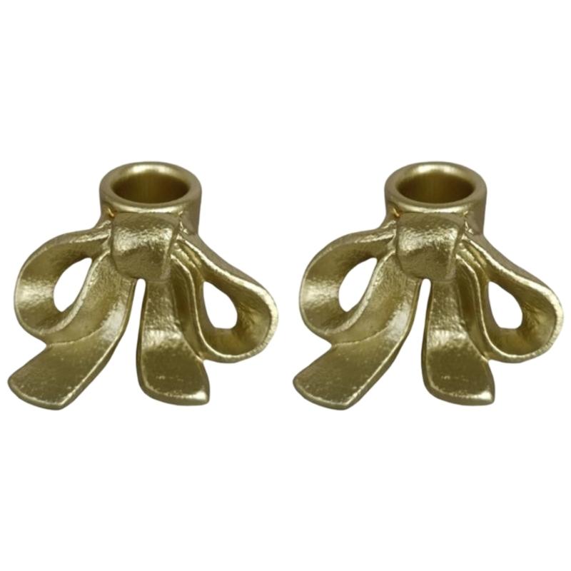 2pcs Candlesticks Vintaged Type Iron Candle Holders With Artistic Bows Design For Home Desk Displays Candlestick