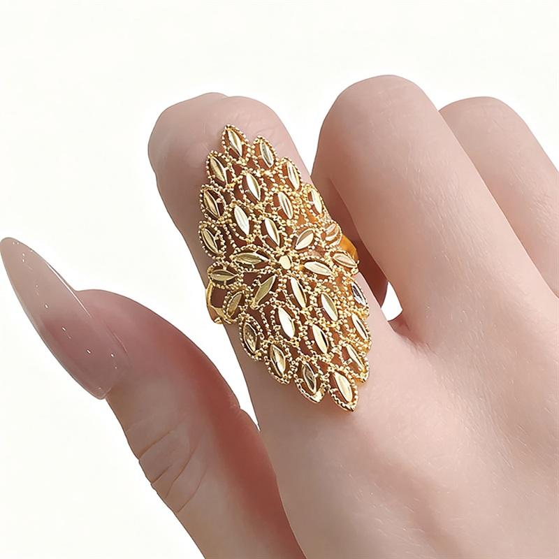 Huitan Hohl Goldfarbener Ring für Damen Täglich tragbare Accessoires Dezenter vielseitiger Schmuck für die Verlobungszeremonie 9 beige