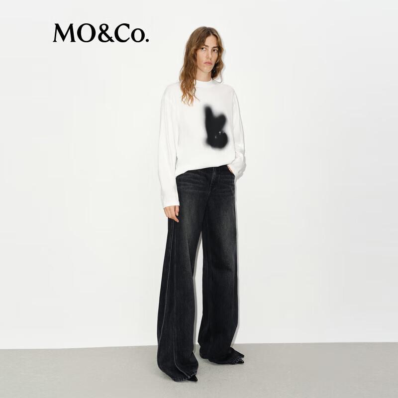 

MO&Co. Women s Mock Neck Printed Cotton Long-Sleeve T-Shirt M 165