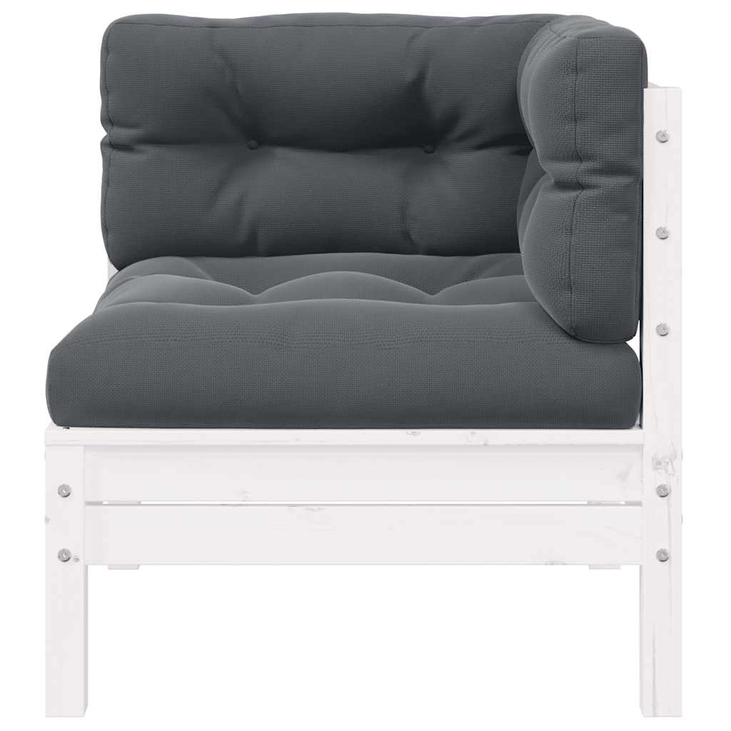 vidaXL Gartensofa 2-Sitzer mit Kissen in Weiß Massivholz Kiefer