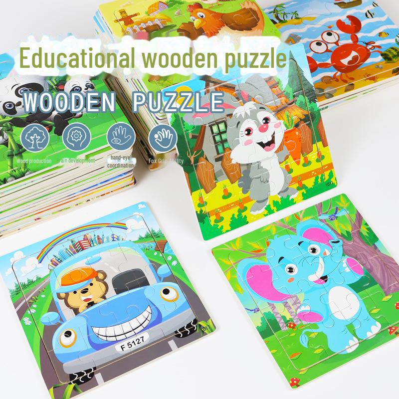 

Деревянный пазл из 16 частей с изображением динозавров и животных для раннего развития детей Space Travel