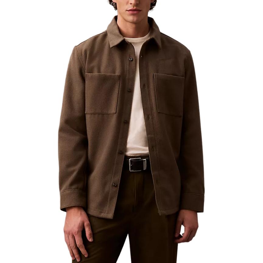 

Calvin Klein Minimalist Comfortable Versatile Casual Pointed Collar Long Sleeve Shirt Men shirts Asphalt Gravel 40EM594-720 S