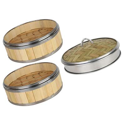 1 Set of Bamboo Steamer Multi-layer Bun Steamer Kitchen Covered Food Steamer Practical Steamer Basket