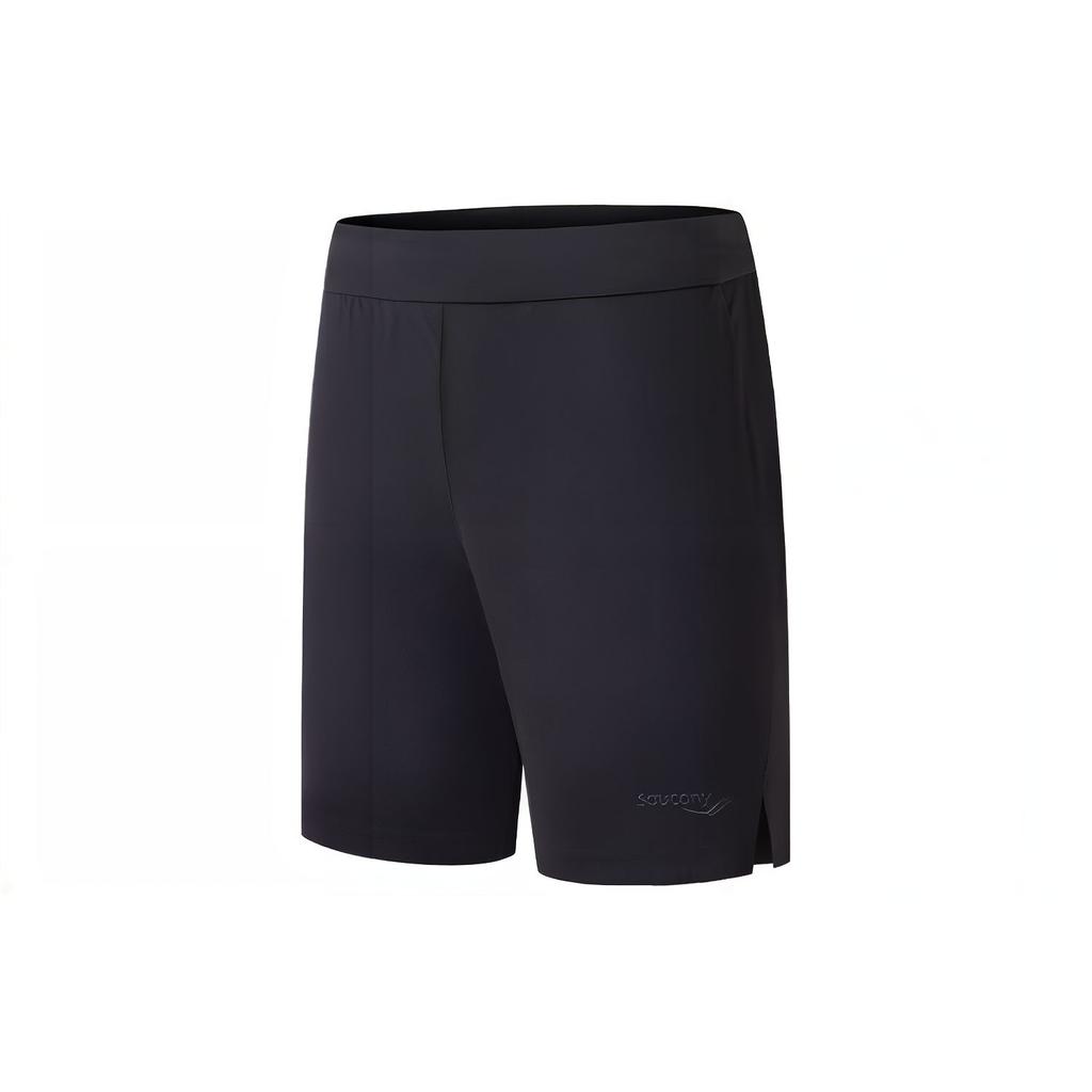 SAUCONY Solid Color Mid Rise Elastic Waist Sports Shorts Men Shorts Black SC2239028B-1