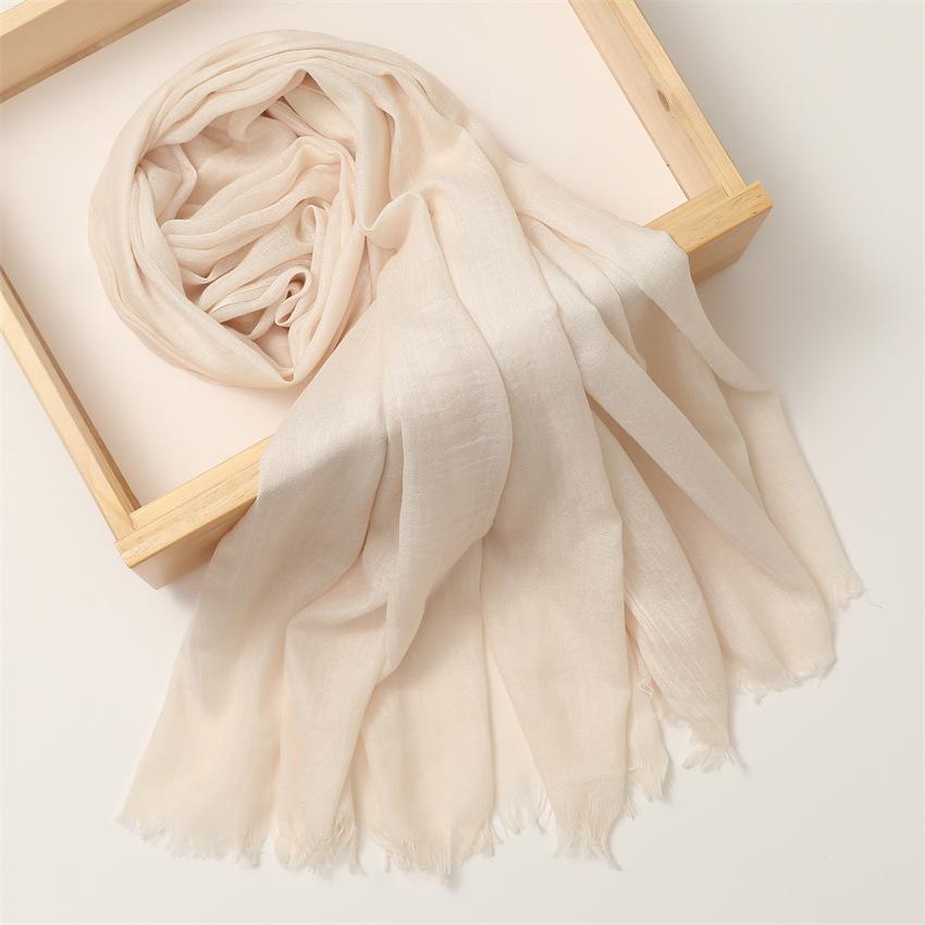Foreign Trade Silk Scarf Cotton And Linen Headscarf Women'S Spring And Summer Solid Color Japanese And Korean Scarf Sun Protection Warm Shawl Hair