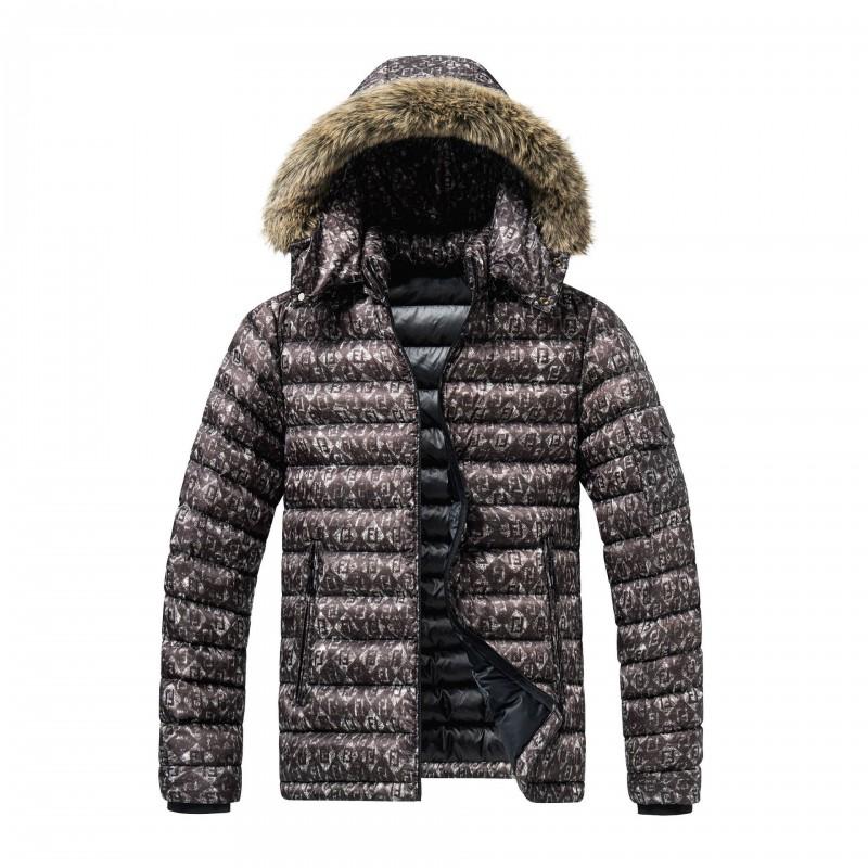 Mens Winter Detachable Hooded Printed Padded Coat Thick Warm Cotton Jacket Young Adults