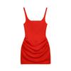 Women's Square Neck Sleeveless Mini Dress Slim Fit Side Ruched Solid Polyester Spaghetti Strap Club Bodycon Dress