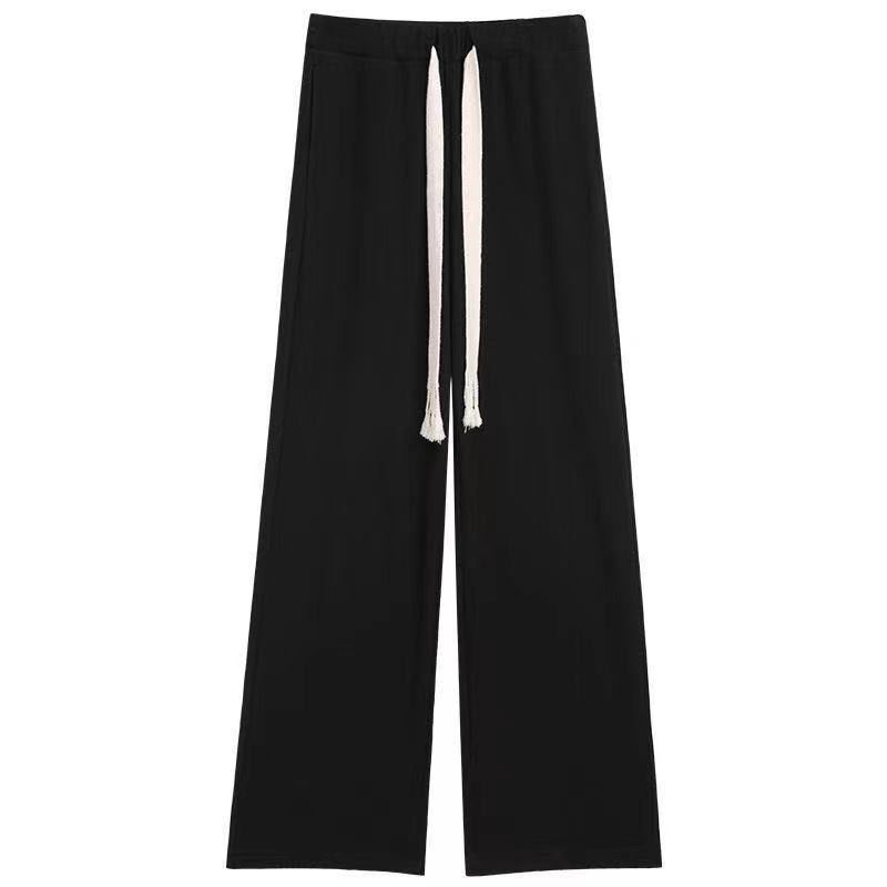 Korean Style Drawstring WideLeg Pants for PlusSize Women  HighWaist Loose Versatile Trendy Trousers for Students, Ideal for Casual FloorLength Wear
