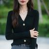 Stylish Slimming Lapel Knit Cardigan with Long Sleeves for Women's Spring and Autumn