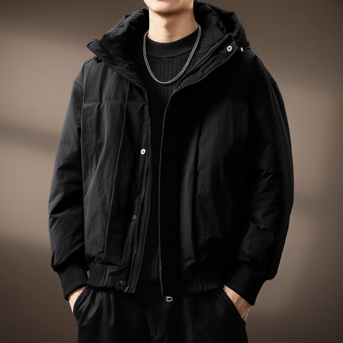 

Luxury Men s 2025 Winter Hooded White Duck Down Jacket - Fluffy, Functional, and Warm 3XL (190-210 jin) чорний