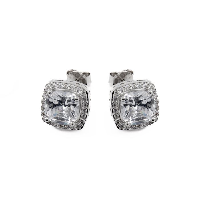 Boucles d'oreilles - LUXENTER - Derlim - métal lisse - plaqué rhodium - zircone 12 mm