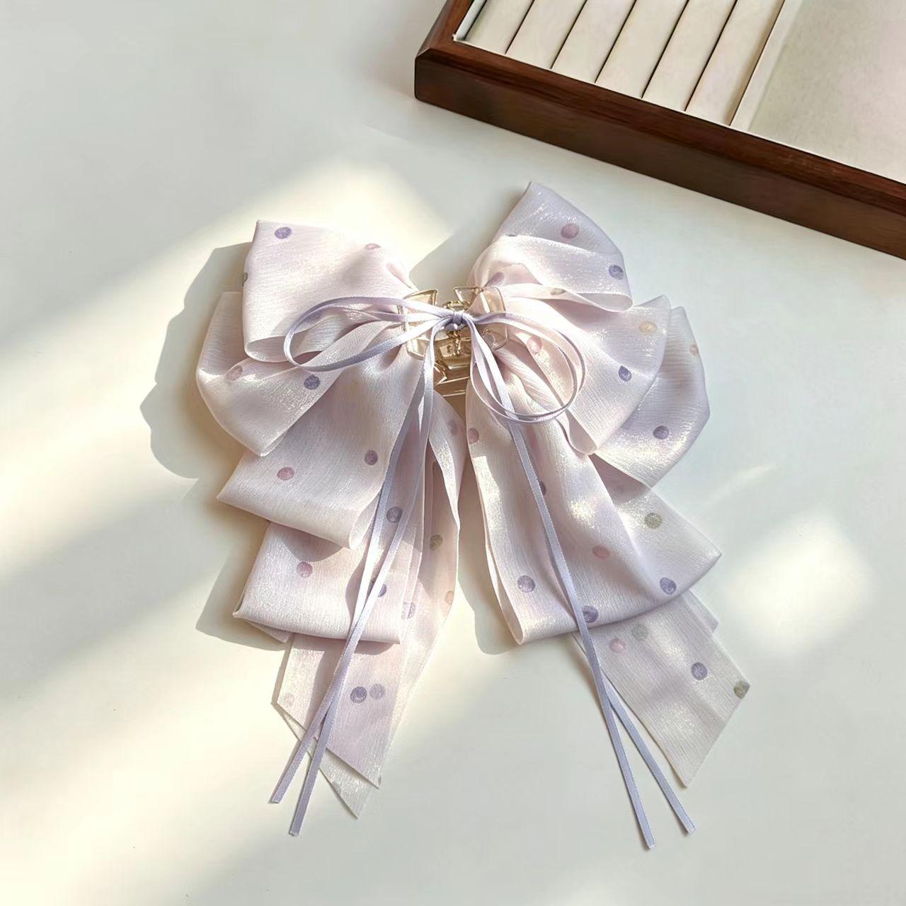 Elegant Floral Mesh Bow Tassel Ponytail Claw Clip – Fairy-like Fashion Hair Accessory