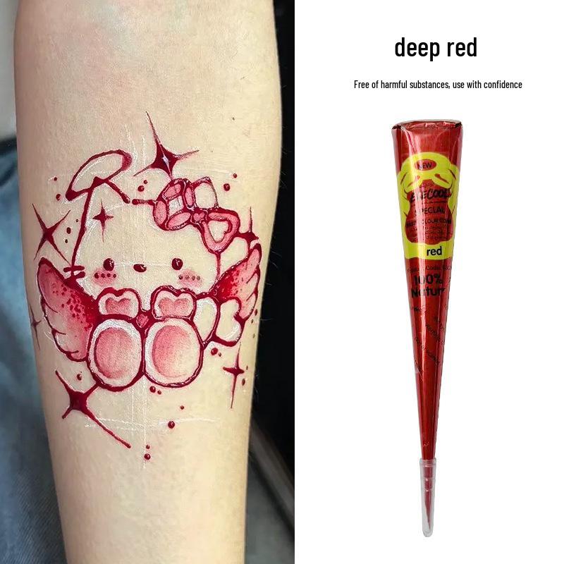 Henna Flower Tattoo Cream: Waterproof, Semi-Concealing, Hand-Painted Pigments