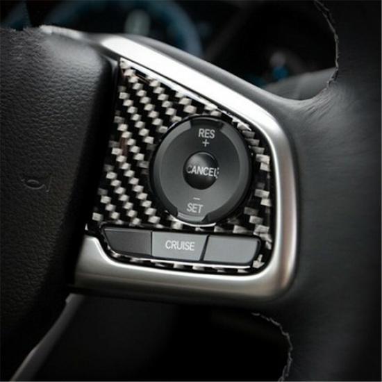 For Honda Civic 10th 2016 2017 2018 Carbon Fiber Type Steering Wheel Cover Trim