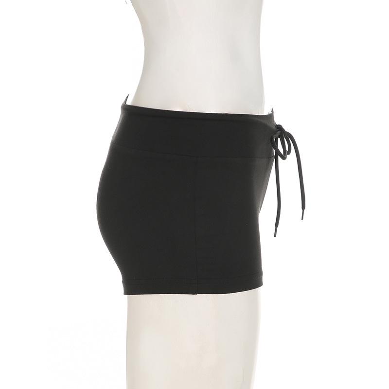 European & American Sexy Low-Waist Lace-Up Yoga Shorts: Athletic, Casual Fit