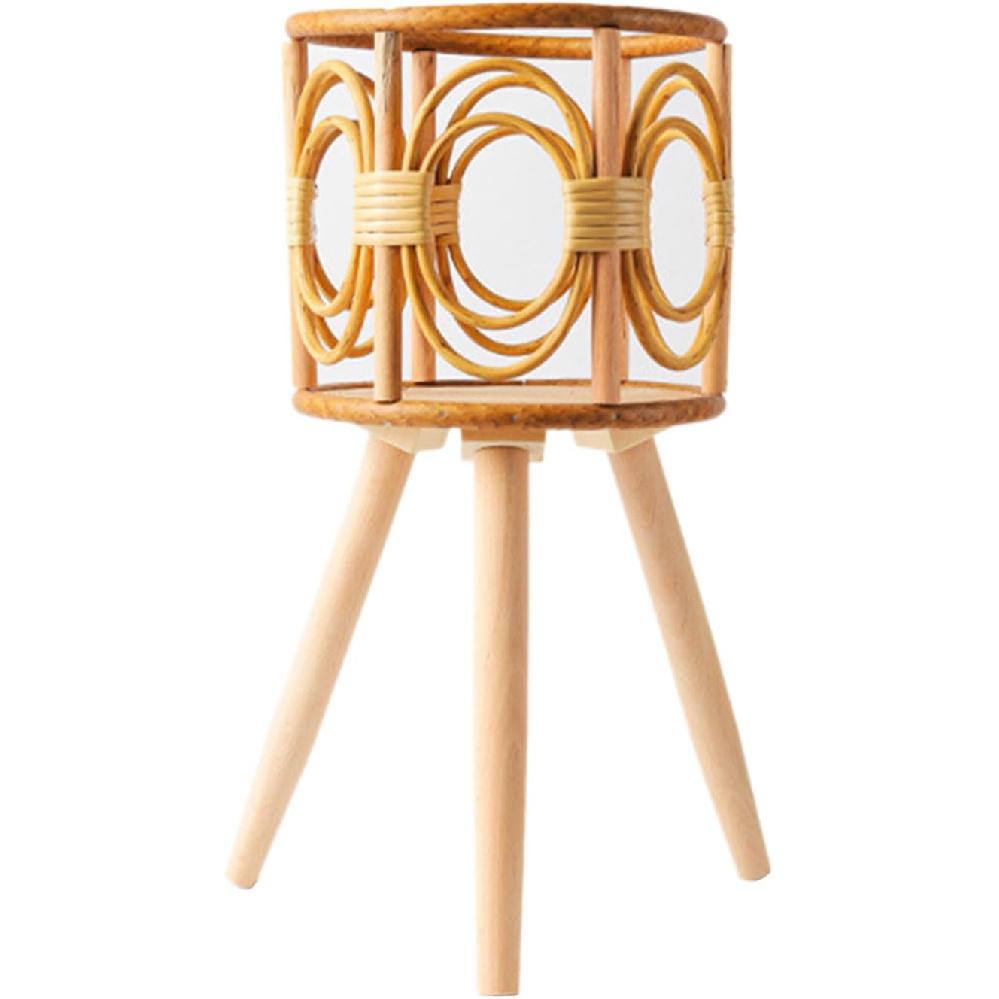 Rattan Plant Stand Woven Plant Stand Wooden Wicker Planter With Wooden Legs Rattan Plant Display Rack Decorations Indoor Flower Holder Handmade Stand