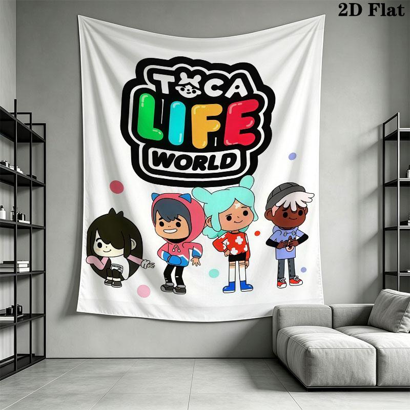 Toca Life World Wall Hanging Printed Fabric Blanket Decorative Tapestries for Bedroom Living Room Home Decor