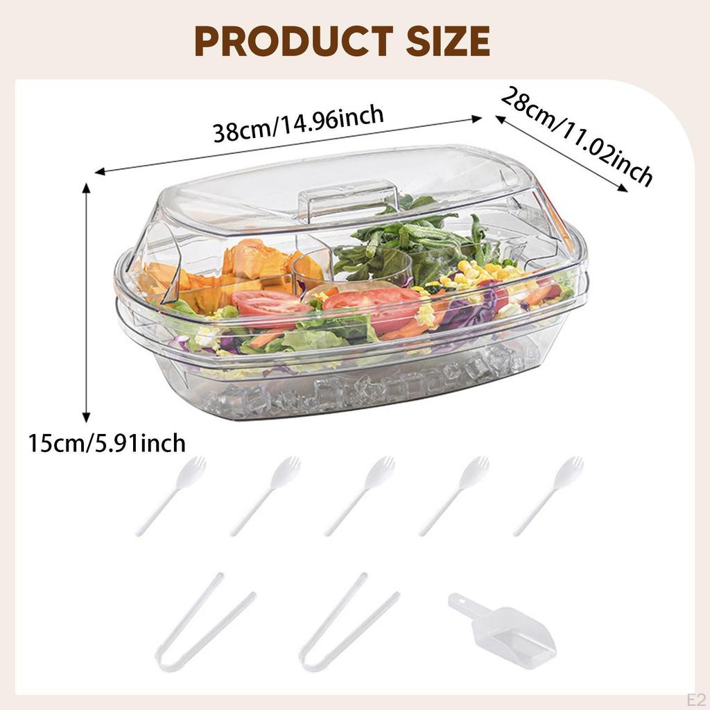 Chilled Serving Tray with Lid Veggie for Salad Appetizer BBQ