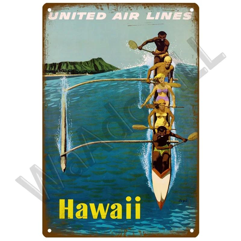 Beach Tin Sign Plaque Metal Summer Sign Metal Plate Wall Decor For Beach Bar House Surf Club Decorative Iron Painting Poster