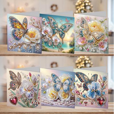 6pcs Diamond Painting Greeting Cards DIY Diamond Art Cards Diamond Art Christmas Cards Arts Crafts for Birthday Thanksgiving Day