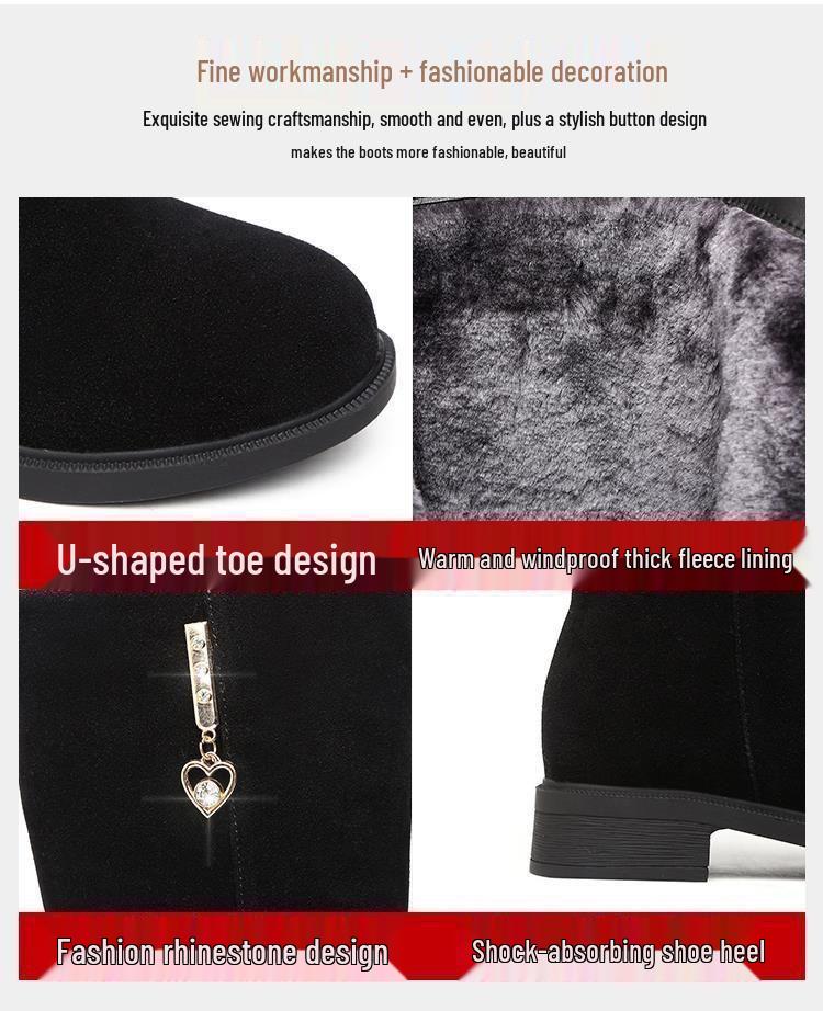 2025 New Winter Fleece-Lined High-Top Cotton Shoes - Soft, Non-Slip, Lightweight Slip-Ons for Moms