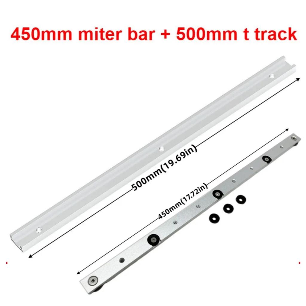 1 Set Aluminium Alloy T-tracks Slot Miter Track & Miter Bar Slider Table Saw Miter Gauge Rod Woodworking Tools Workbench Silvery