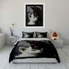 Abstract White And Black Cat Art Set Soft Comfortable Duvet Cover Bedding Set Included 1*Duvet Cover & 2*Pillowcases, Gift