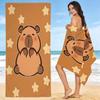1pz Asciugamano da Spiaggia Capibara Stella, Marrone Caldo Kawaii, Microfibra Asciugatura Rapida, Ideale per Spiaggia Piscina Campeggio Yoga Estate All'aperto