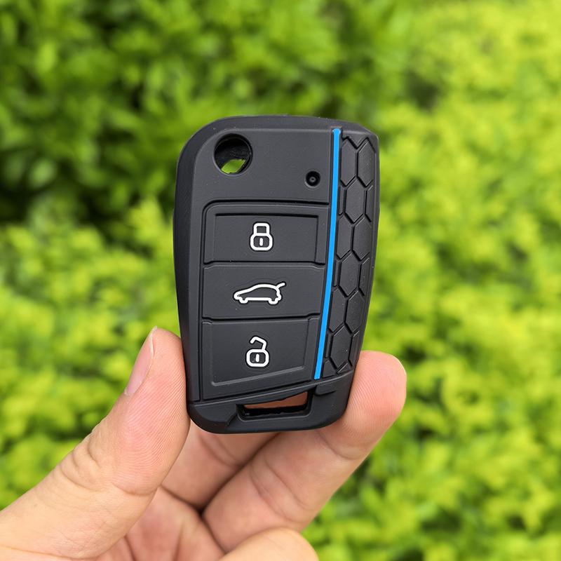 Car Silicone Key Case Cover for VW Volkswagen Golf 7 MK7 Tiguan MK2 T-roc T-cross Skoda Octavia Kodiaq Karoq Seat Ateca Leon Fob