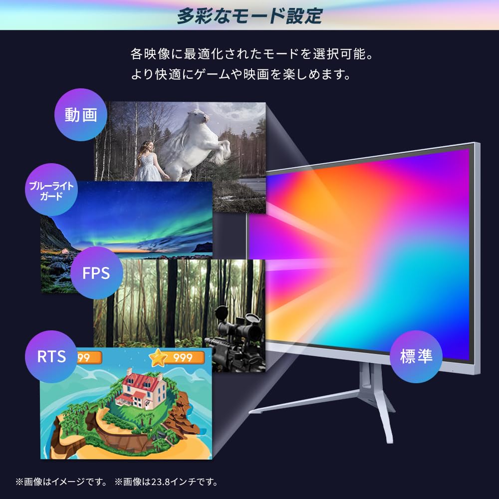 Iris Ohyama Gaming Cute Pastel Black Monitor, 27-inch, 180Hz, 1ms, WQHD, Design, 3-Year Warranty, Built-in Speakers, Flicker-Free, Colors,