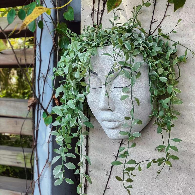 Resin Decorative Vases, DIY Handmade Mask Flower Pots, Indoor Wall Mounted Flower Pots, Outdoor Garden Wall Decorations
